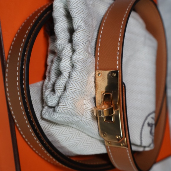 Brown Leather Belt with Gold Buckle main image 3